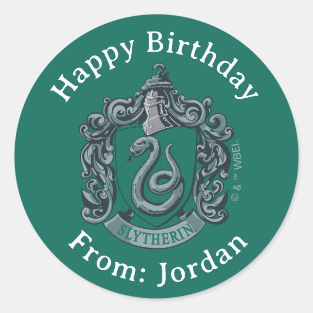 Pegatina Redonda Harry Potter | Slytherin Crest Green (Anverso)