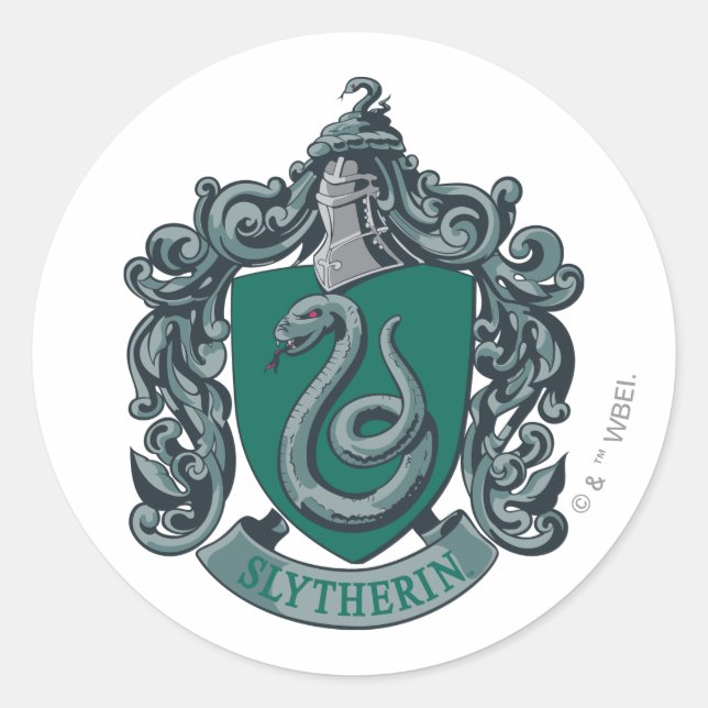 Pegatina Redonda Harry Potter | Slytherin Escudo Green (Anverso)