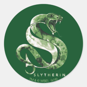 Pegatina Redonda Harry Potter   SLYTHERIN™ Serpiente Acuarela