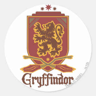 Pegatina Redonda Harry Potter   Tarjeta Gryffindor QUIDDITCH™