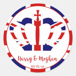 Pegatina Redonda Harry y Meghan Crown | Celebración del Real Boda