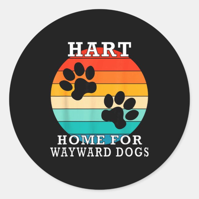 Pegatina Redonda Hart Home For Wayward Dogs Family Name  (Anverso)