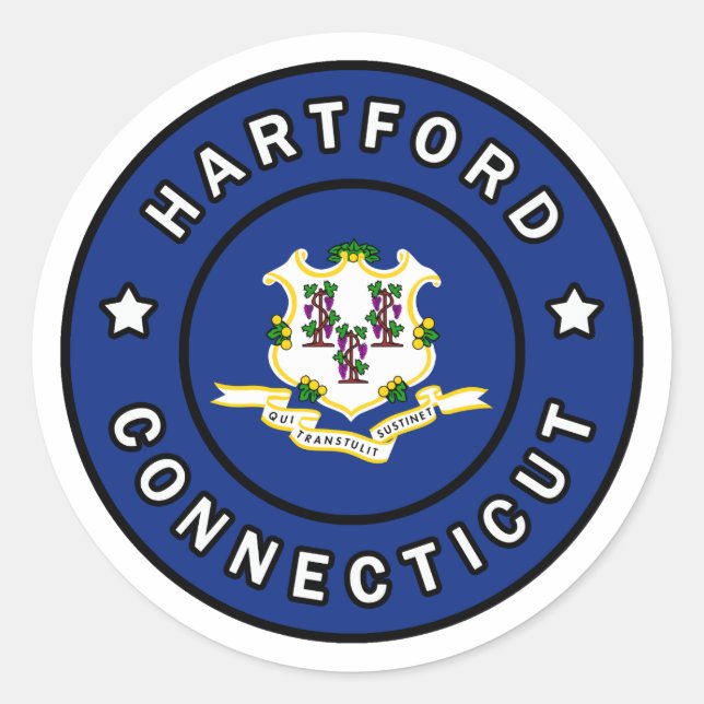 Pegatina Redonda Hartford Connecticut (Anverso)