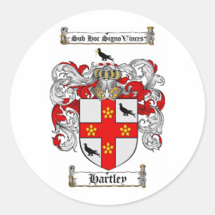PEGATINA REDONDA HARTLEY FAMILIAR CREST - HARTLEY COAT OF ARMS