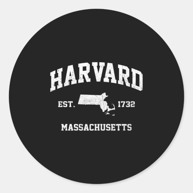 Pegatina Redonda Harvard Massachusetts Mamá el estilo atlético esta (Anverso)