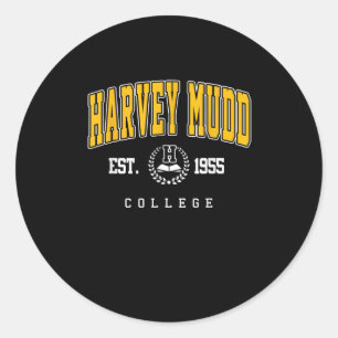 Pegatina Redonda Harvey Mudd Diseño De La Universidad Retro Para Ho