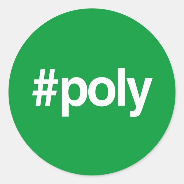 PEGATINA REDONDA HASHTAG POLY (Anverso)