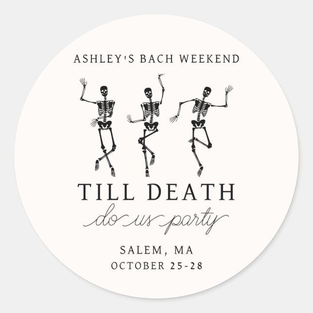 Pegatina Redonda Hasta La Muerte, Fiesta Bachelorette Weekend (Anverso)