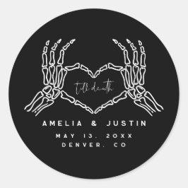 Pegatina Redonda Hasta la muerte Matanza Halloween Boda Favor Pegat