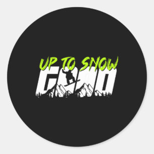Pegatina Redonda Hasta Nieve Buena Deporte De Invierno Snowboard Sn