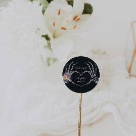 Pegatina Redonda Hasta que la muerte nos separe | Boda de Halloween