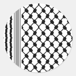 Pegatina Redonda Hatta Keffiyeh Kufiya Folk Palestino (Patrón 2)