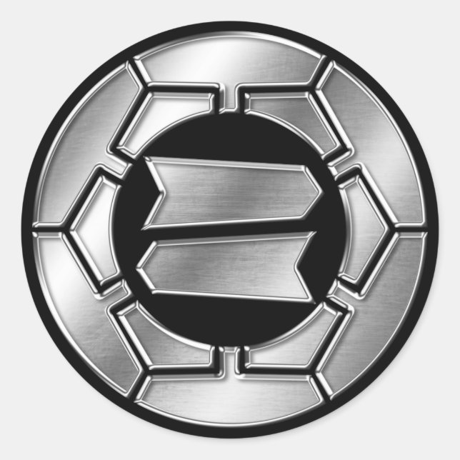 Pegatina Redonda Hattori Clan Kamon Silver Chrome (Anverso)