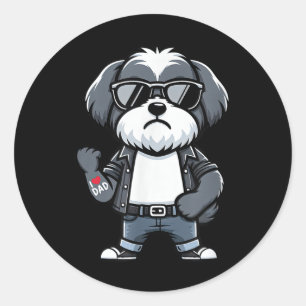 Pegatina Redonda Havanese I love Dad Funny Dog Tattoo