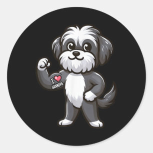 Pegatina Redonda Havanese I love Grandpa Funny Dog Tattoo