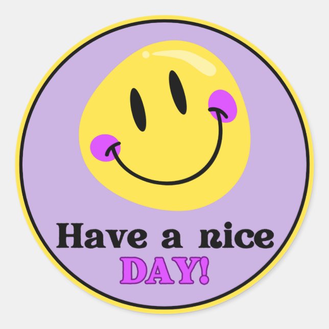 Pegatina Redonda Have a Nice Day Smiley Face Cute Round Sticker (Anverso)