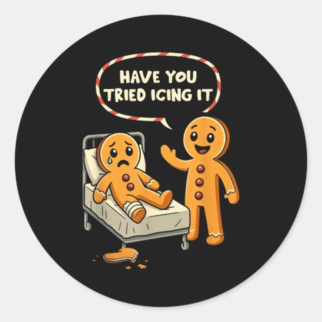 Pegatina Redonda Have You Tried Icing It Gingerbread Nurse Christma (Anverso)