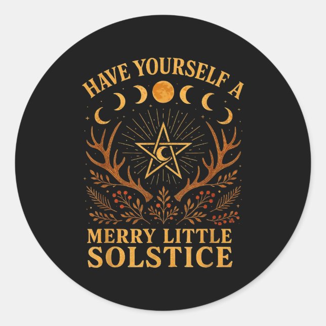 Pegatina Redonda Have Yourself A Merry Little Solstice Witchcore  (Anverso)
