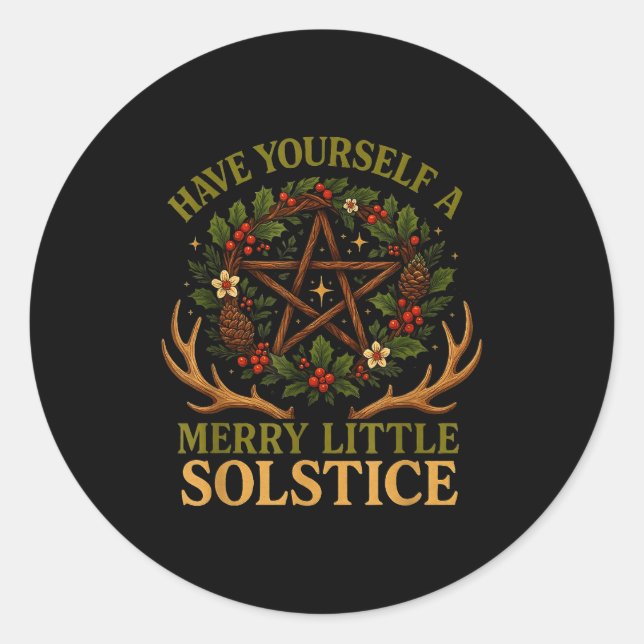 Pegatina Redonda Have Yourself A Merry Little Solstice Witchcore  (Anverso)
