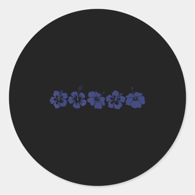 Pegatina Redonda Hawai Aloha Hibiscus Flower Hawaii Surfer Vinta (Anverso)