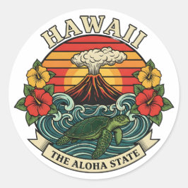 Pegatina Redonda Hawái: El Estado del Aloha