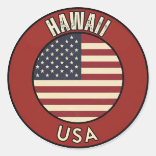 Pegatina Redonda Hawái Estados Unidos de América