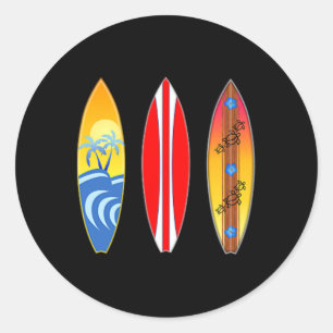 Pegatina Redonda Hawái Polinesio Tiki Surfing Surf Tabla de surf (2
