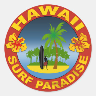 Pegatina Redonda Hawai surf diseño sticker