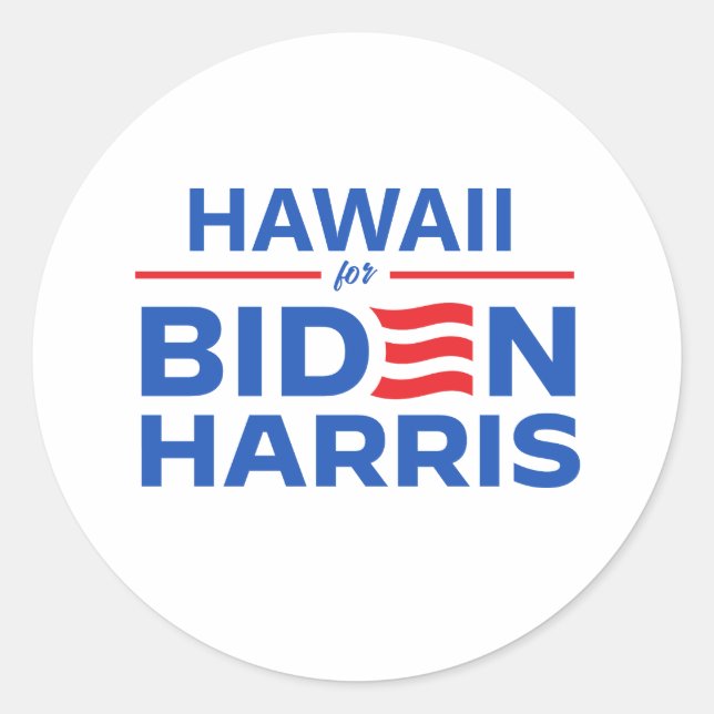 Pegatina Redonda Hawaii para Biden Harris (Anverso)