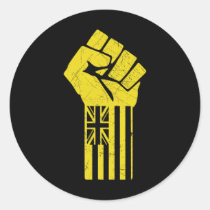 Pegatina Redonda Hawaii resiste puño defendiendo a Kanaka Maoli Kea