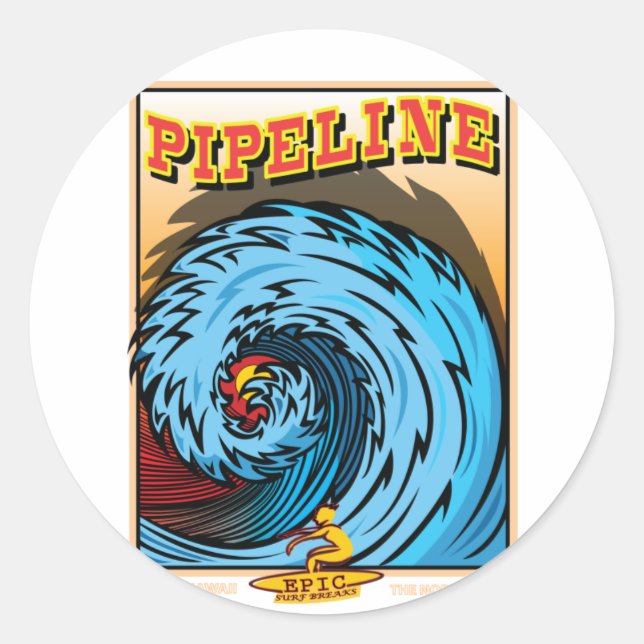 PEGATINA REDONDA HAWAII SURFING NORTH (Anverso)