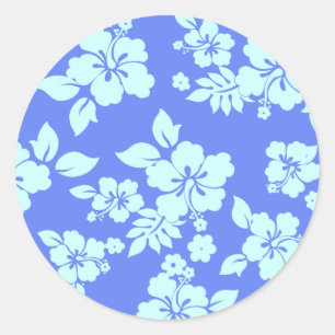 Pegatina Redonda Hawaiian azul