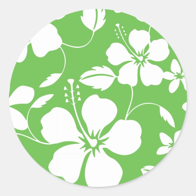 PEGATINA REDONDA HAWAIIAN HULA (HIBISCUS) LIME (Anverso)