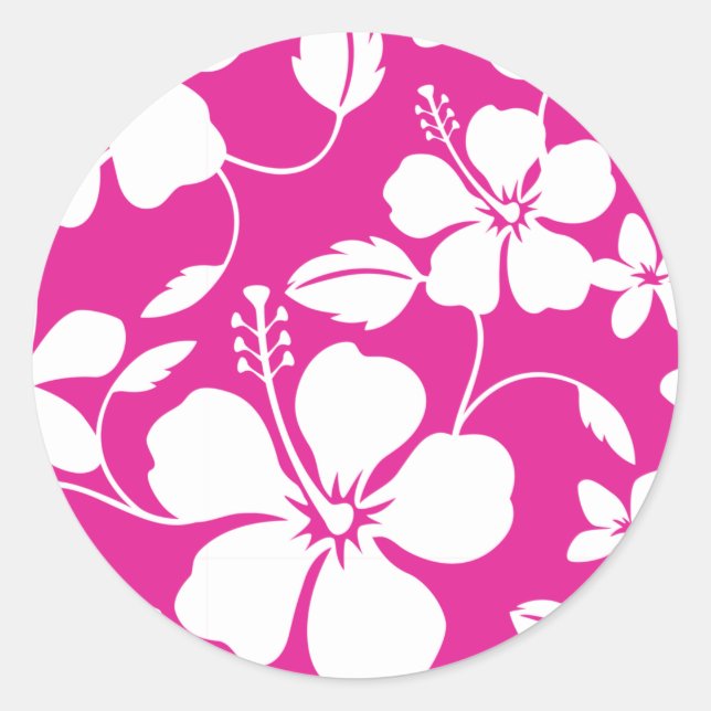 PEGATINA REDONDA HAWAIIAN HULA (HIBISCUS) ROPA CALIENTE (Anverso)