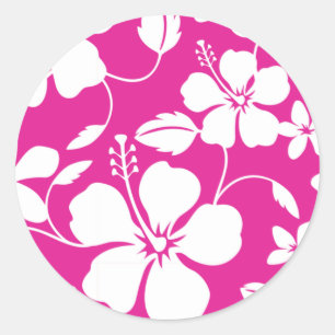 PEGATINA REDONDA HAWAIIAN HULA (HIBISCUS) ROPA CALIENTE