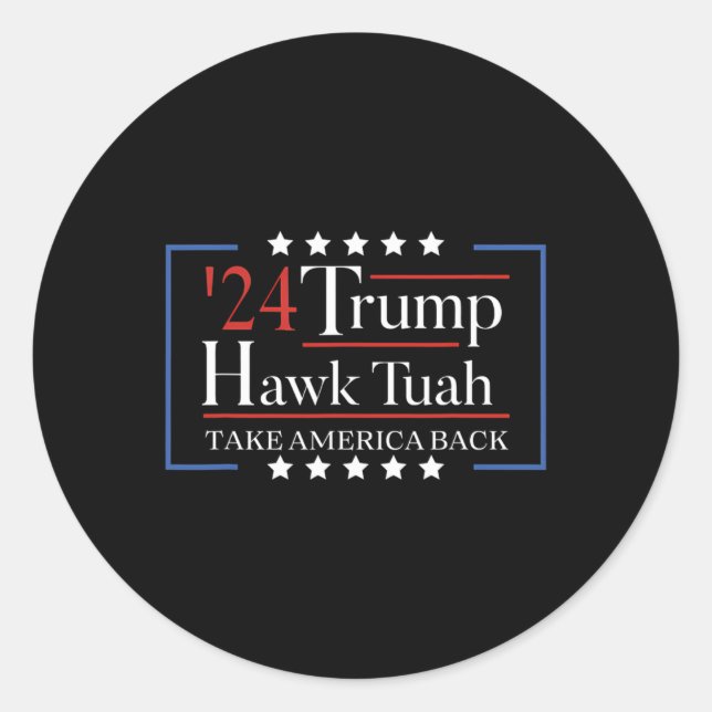 Pegatina Redonda Hawk Tuah Funny lleva a Estados Unidos de vuelta (Anverso)