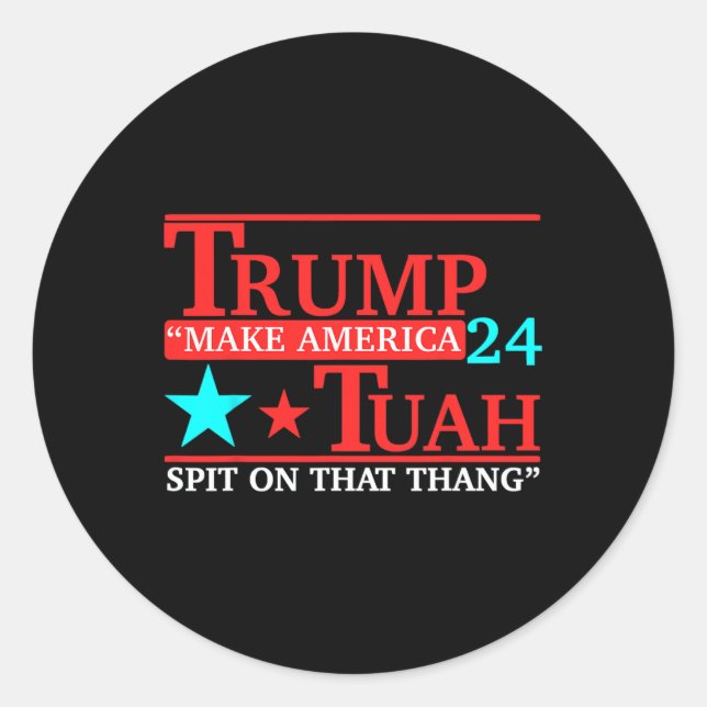 Pegatina Redonda Hawk Tuah Funny Meme de humor viral Chica de Tee 2 (Anverso)