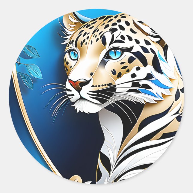 Pegatina Redonda Hay algo de leopardo que se trata de (Anverso)