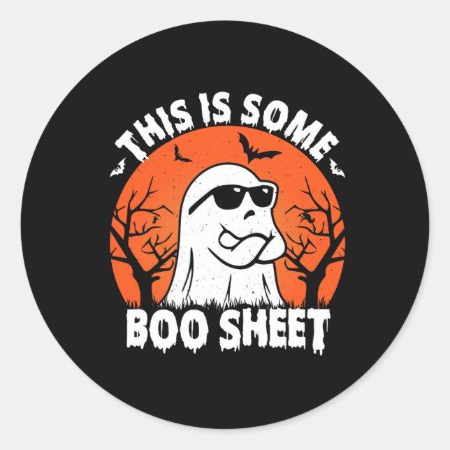 Pegatina Redonda ¿Hay alguna hoja de boom Ghost Retro Funny Hallowe (Anverso)