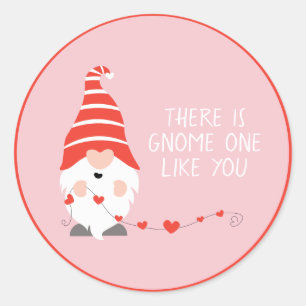 Pegatina Redonda Hay Gnome Uno Como Tú Rosa Rojo