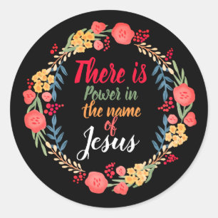 Pegatina Redonda Hay Poder En El Nombre De Jesús