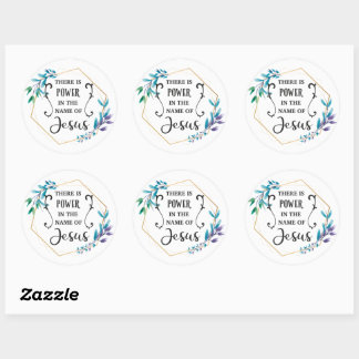 Pegatina Redonda Hay poder en el nombre de Jesús