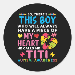 Pegatina Redonda Hay un chico que me llama conciencia del autismo d