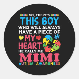 Pegatina Redonda Hay un chico que me llama conciencia del autismo m