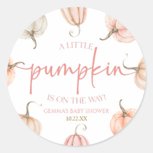 Pegatina Redonda ¡Hay Una Calabaza En Camino! Baby Shower