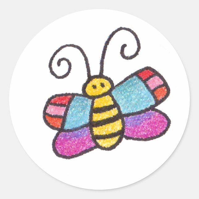 Pegatina Redonda ¡Hay una mariposa en mi Pegatina! (Anverso)