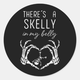 Pegatina Redonda Hay Una Skelly En Mi Belly Graciosa Embarazo De Ha