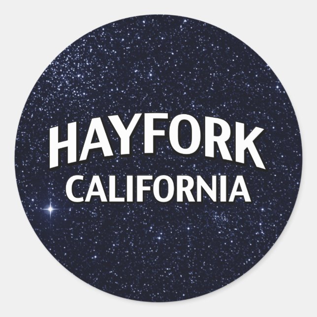 Pegatina Redonda Hayfork California (Anverso)