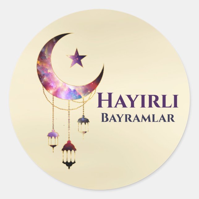 Pegatina Redonda Hayirli Bayramlar -Eid Mubarak- Feliz Eid (Anverso)