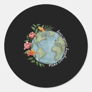 Pegatina Redonda Haz Cada Día Día de la Tierra Hermoso Planeta Flor